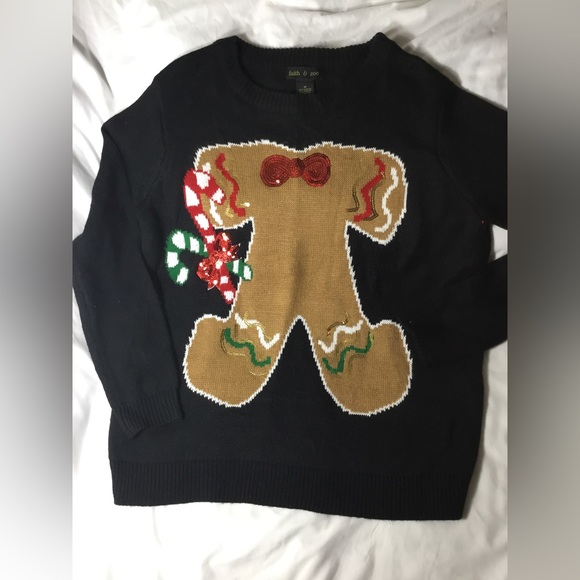 Faith & Zoe women’s Gingerbread man knit sweater; Medium - Picture 2 of 10